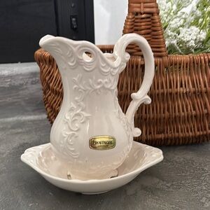 Vintage Japan ~NAPCOWARE White Provincial Pitcher & Wash Basin Set C-7105